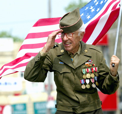 veteran with flag